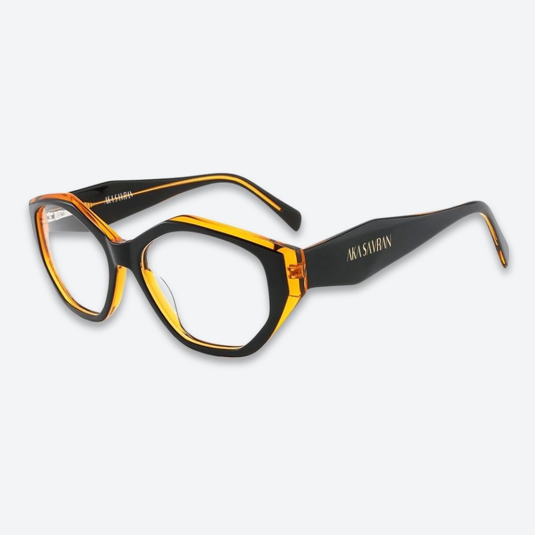 Lunettes de soleil acétate futuriste noir et orange | Révolution d'AKA SAVRAN - AKA SAVRAN