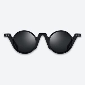 Black Luxury Acetate Round Sunglasses | Équilibre by AKA SAVRAN