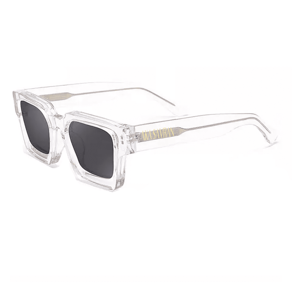 Rebel Transparante, luxe vierkante zonnebril van AKA SAVRAN, geïnspireerd door Virgil Abloh en gemaakt van acetaat