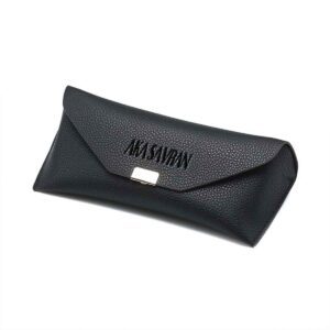 Black Vegan Leather Eyewear Carry Case by Luxury Brand AKA SAVRAN Front Angle