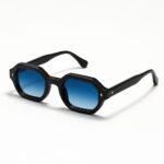 Marais Bleu Sunglasses by AKA SAVRAN fuse crystal-clear acetate, blue gradient UV400 lenses & golden hinges—luxury, comfort, and style in every detail.